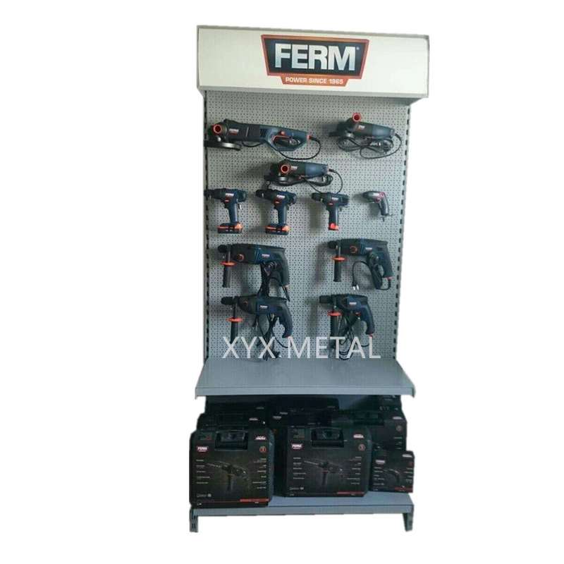 Exhibition Equipment Supermarket Pegboard Floor Display Rack for Power Tools