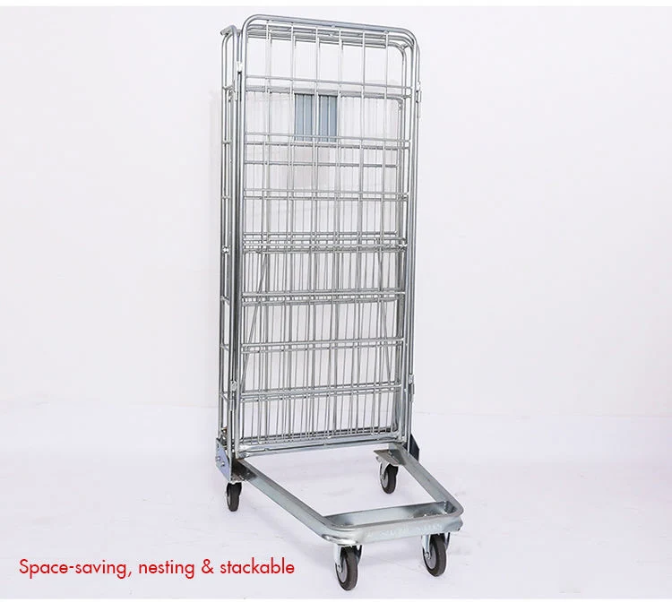 Zinc Laundry Storage Trolley Collapsible Metal Roll Container for Transport Discount