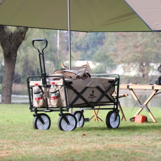 Folding Camping Wagon Garden Cart Shopping Loading Sturdy Steel Frame Beach Trolley Wagon Collapsible Handtruck