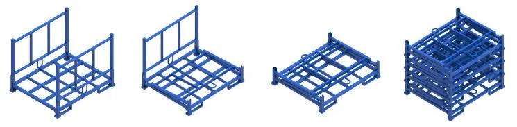 Shade Fabric Roll Shelf Folding Stacking Cage Pallet Racks with Iron Metal Sheet