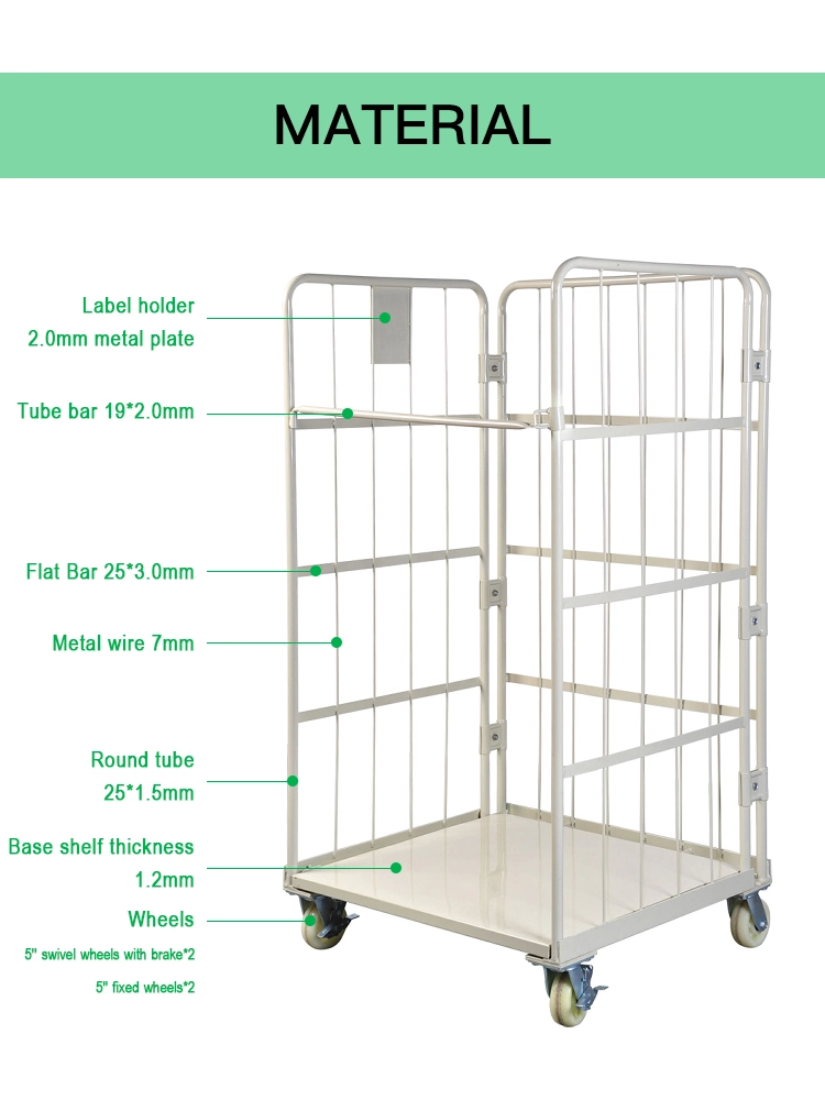 Movable Metal Industrial Ladder Truck Cart with Handrail
