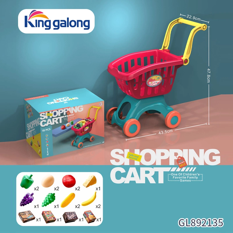 Mini Shopping Cart Toy Kids Grocery Kitchen Supermarket Pretend Play Food Accessories for Children Girls Boys Play Food Toy Play Set