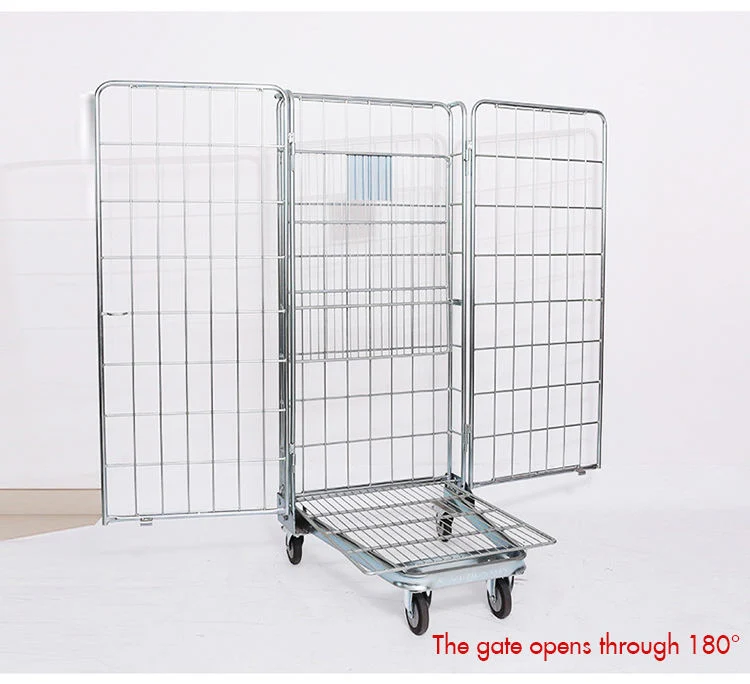 Zinc Laundry Storage Trolley Collapsible Metal Roll Container for Transport Discount