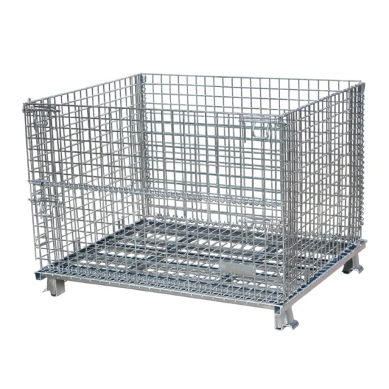 Folding and Rolling Storage Basket Locking Storage Cage Steel Mesh Cage