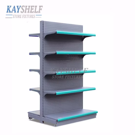 Grocery Store Fixtures Double Sided Retail Display Metal Island Shelving Supermarket Gondola Shelf